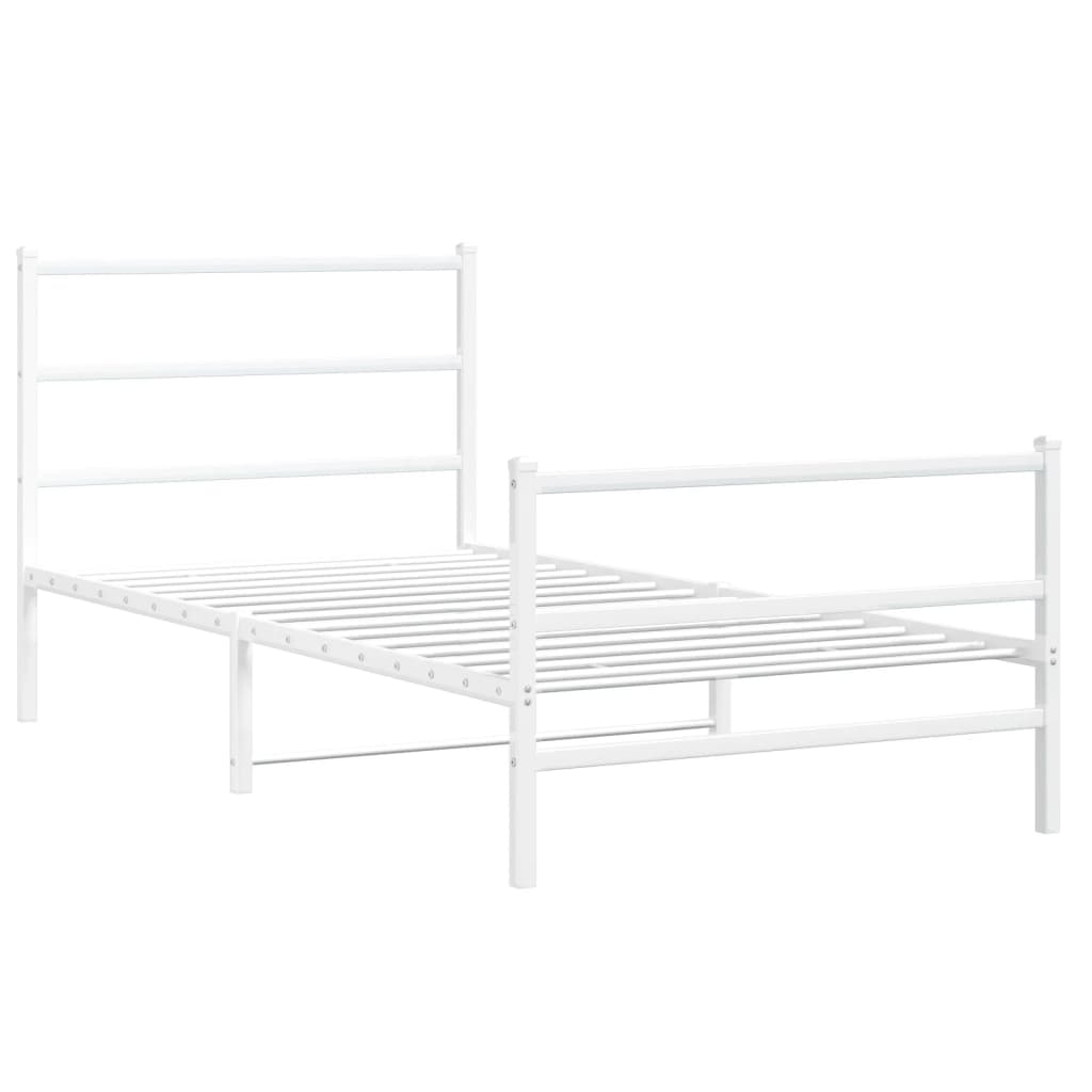 Cadre de lit métal sans matelas et pied de lit blanc 100x190 cm - XIOS