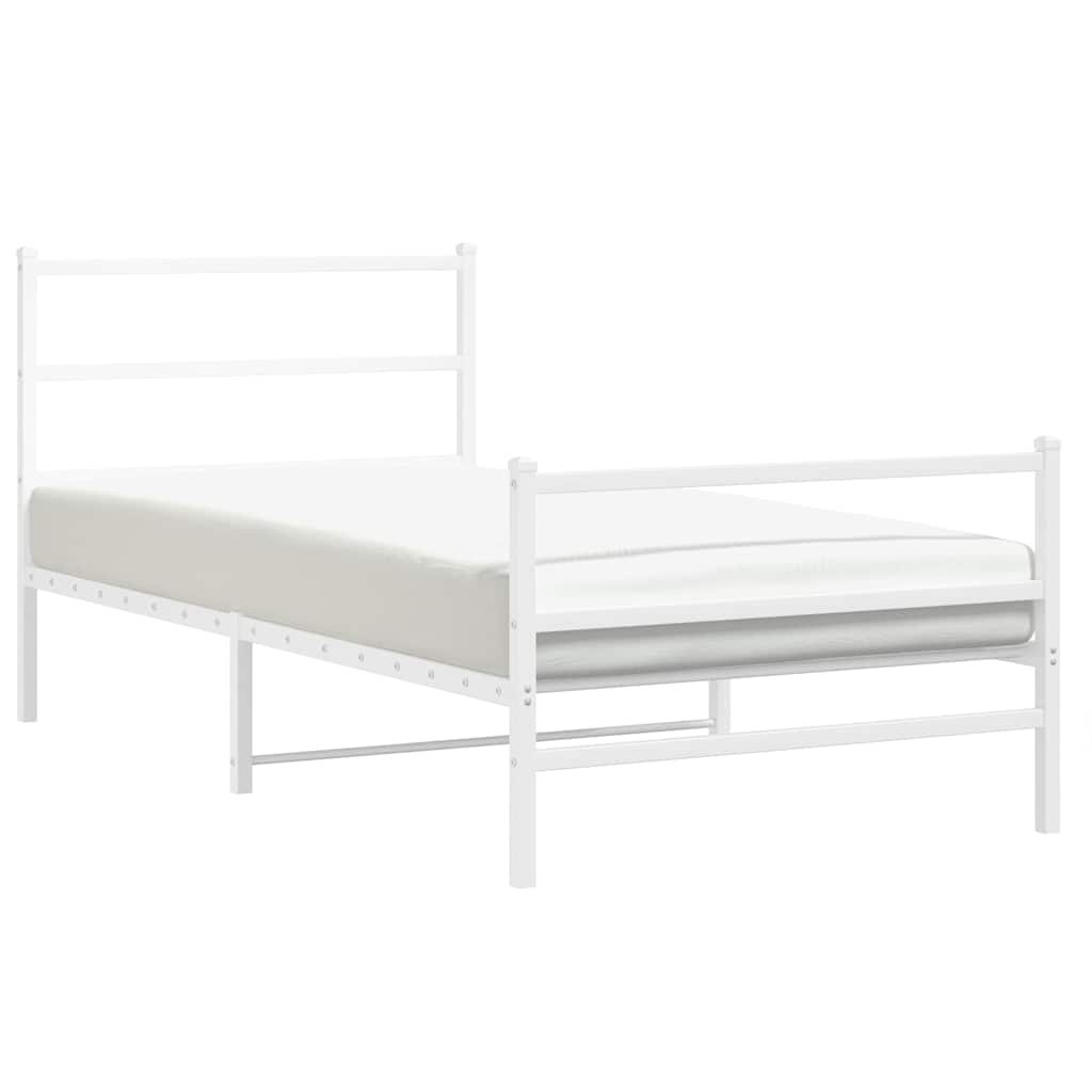 Cadre de lit métal sans matelas et pied de lit blanc 100x200 cm - XIOS