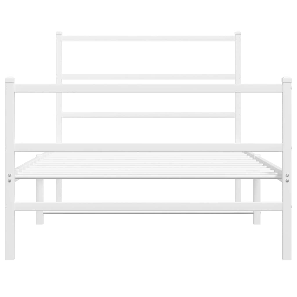 Cadre de lit métal sans matelas et pied de lit blanc 100x200 cm - XIOS