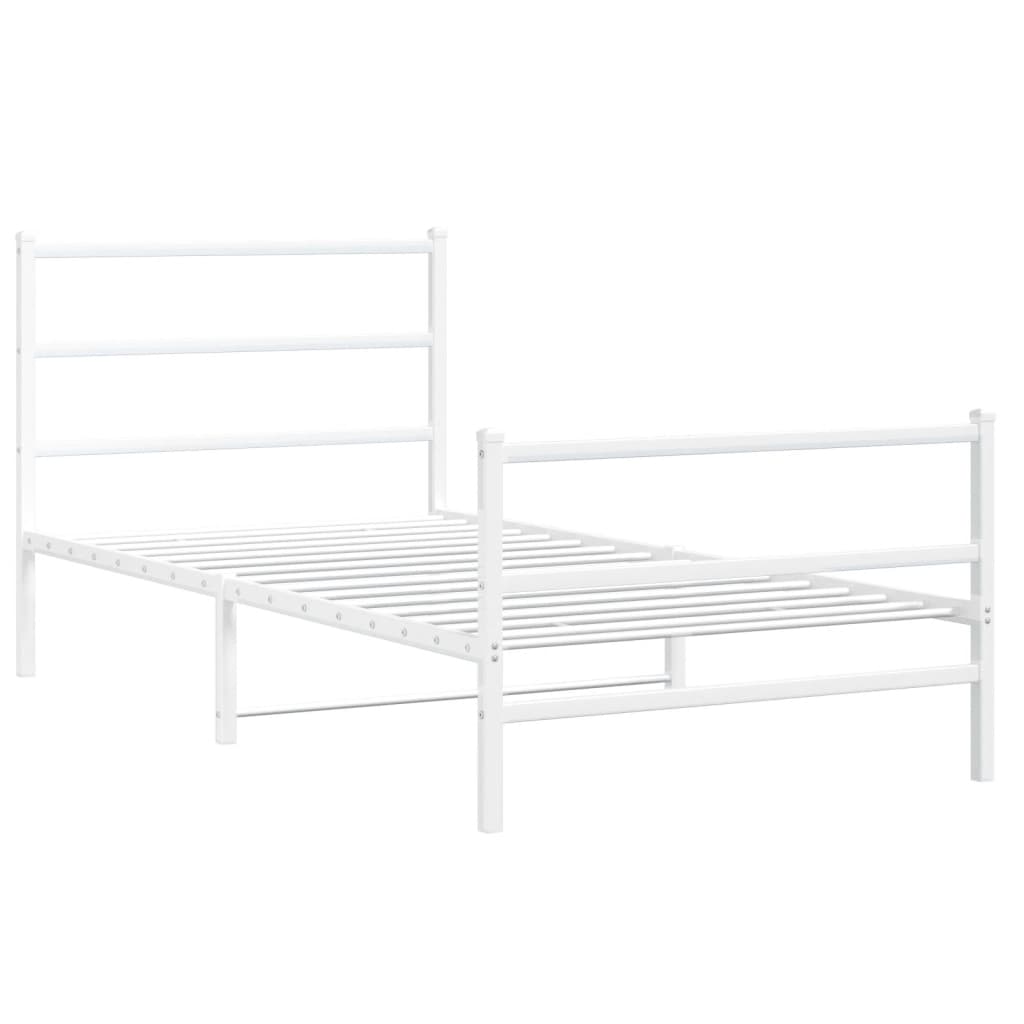 Cadre de lit métal sans matelas et pied de lit blanc 107x203 cm - XIOS