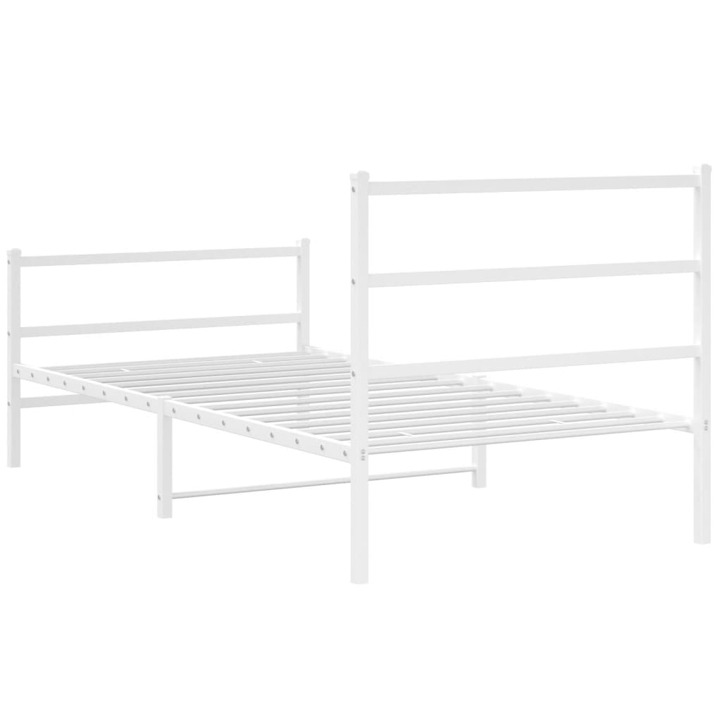 Cadre de lit métal sans matelas et pied de lit blanc 107x203 cm - XIOS