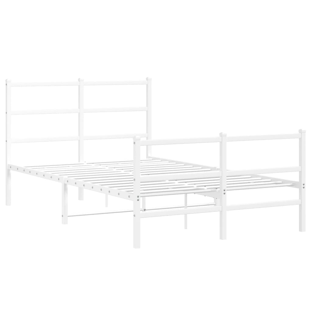 Cadre de lit métal sans matelas et pied de lit blanc 120x190 cm - XIOS