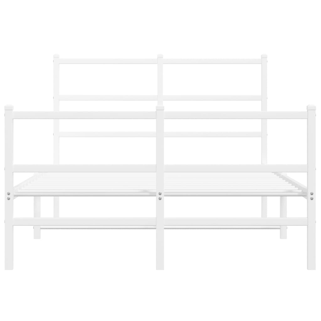 Cadre de lit métal sans matelas et pied de lit blanc 120x190 cm - XIOS