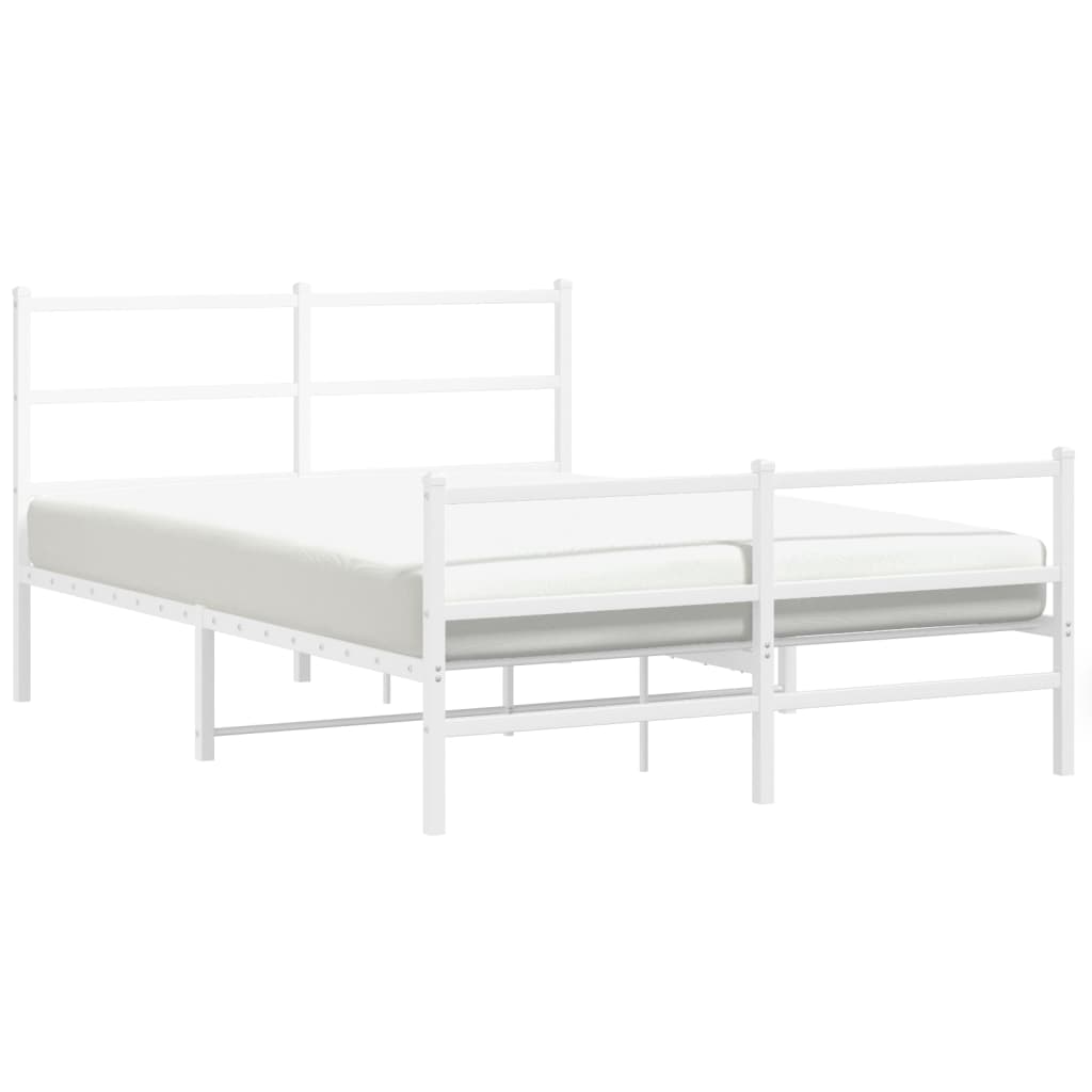 Cadre de lit métal sans matelas et pied de lit blanc 135x190 cm - XIOS