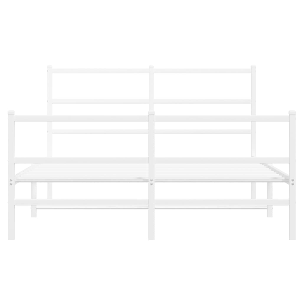 Cadre de lit métal sans matelas et pied de lit blanc 135x190 cm - XIOS