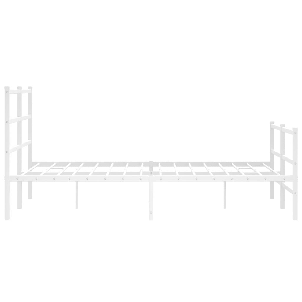Cadre de lit métal sans matelas et pied de lit blanc 135x190 cm - XIOS