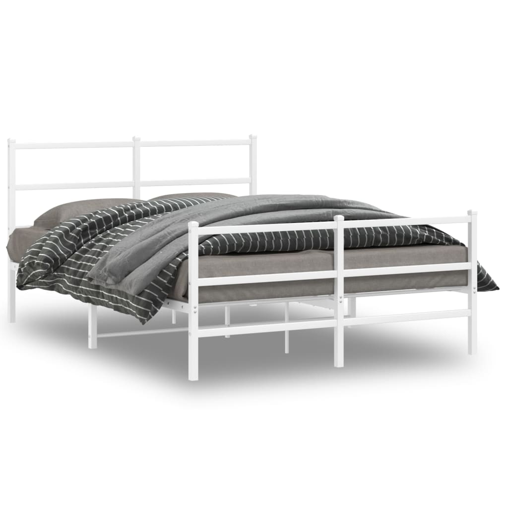 Cadre de lit métal sans matelas et pied de lit blanc 140x190 cm - XIOS