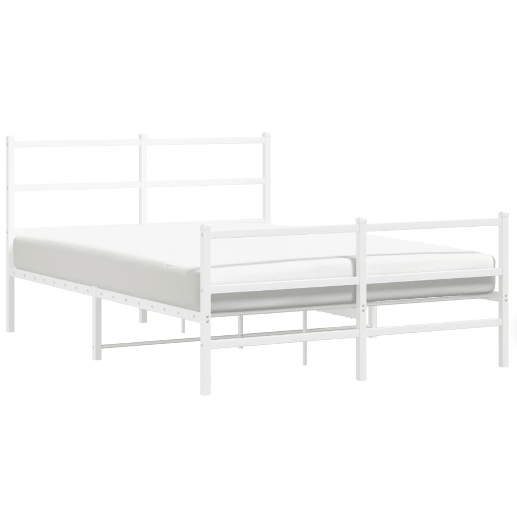 Cadre de lit métal sans matelas et pied de lit blanc 140x190 cm - XIOS