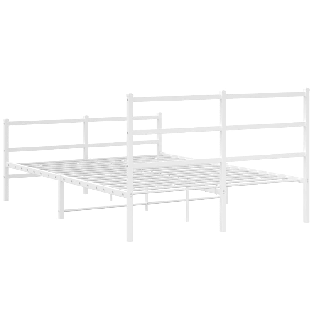 Cadre de lit métal sans matelas et pied de lit blanc 140x190 cm - XIOS