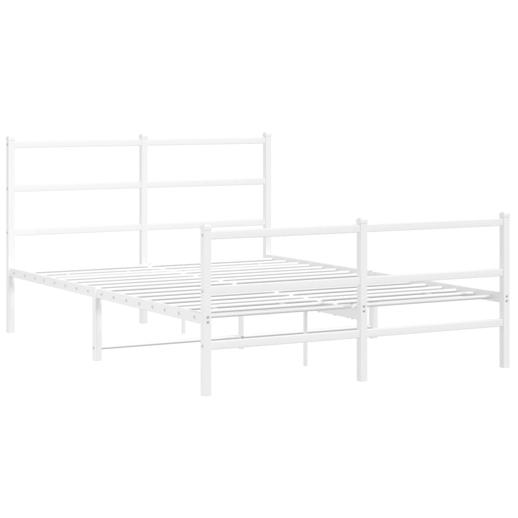 Cadre de lit métal sans matelas et pied de lit blanc 140x200 cm - XIOS