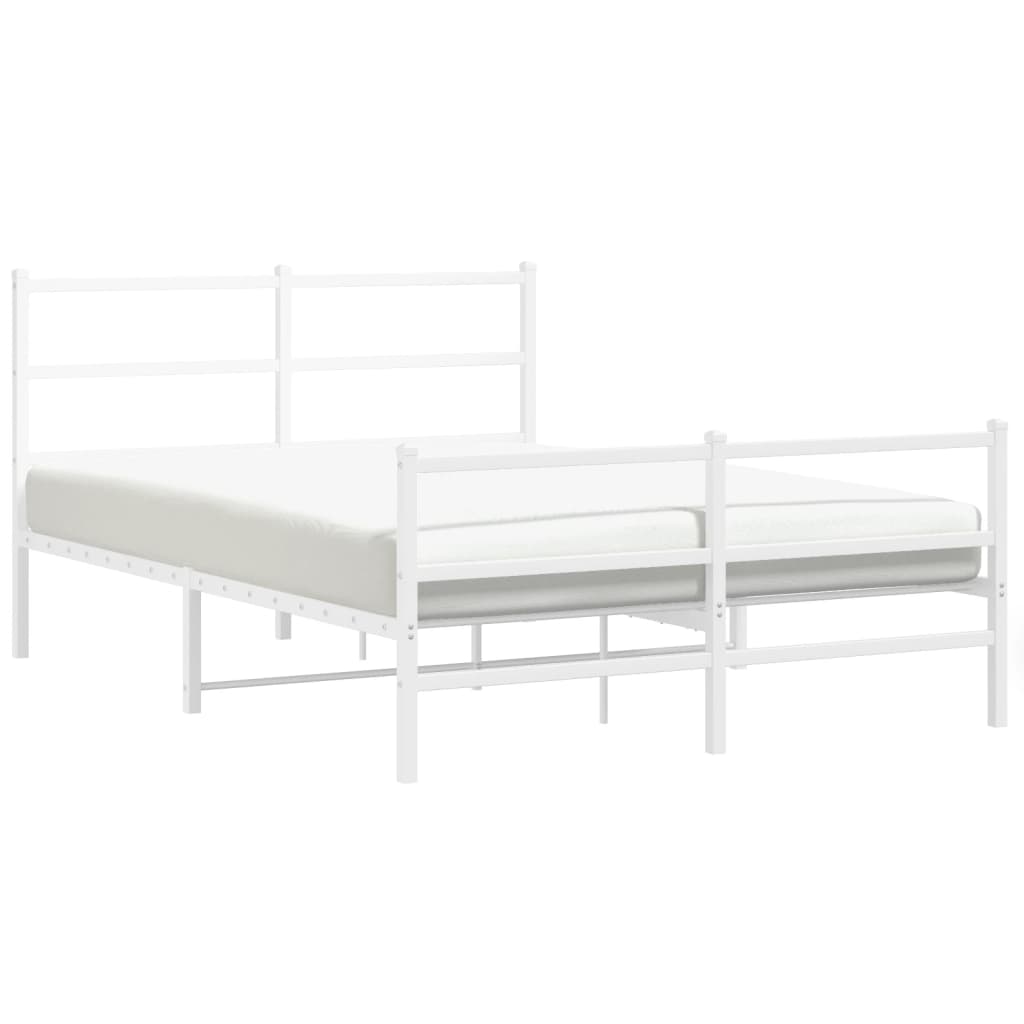Cadre de lit métal sans matelas et pied de lit blanc 140x200 cm - XIOS