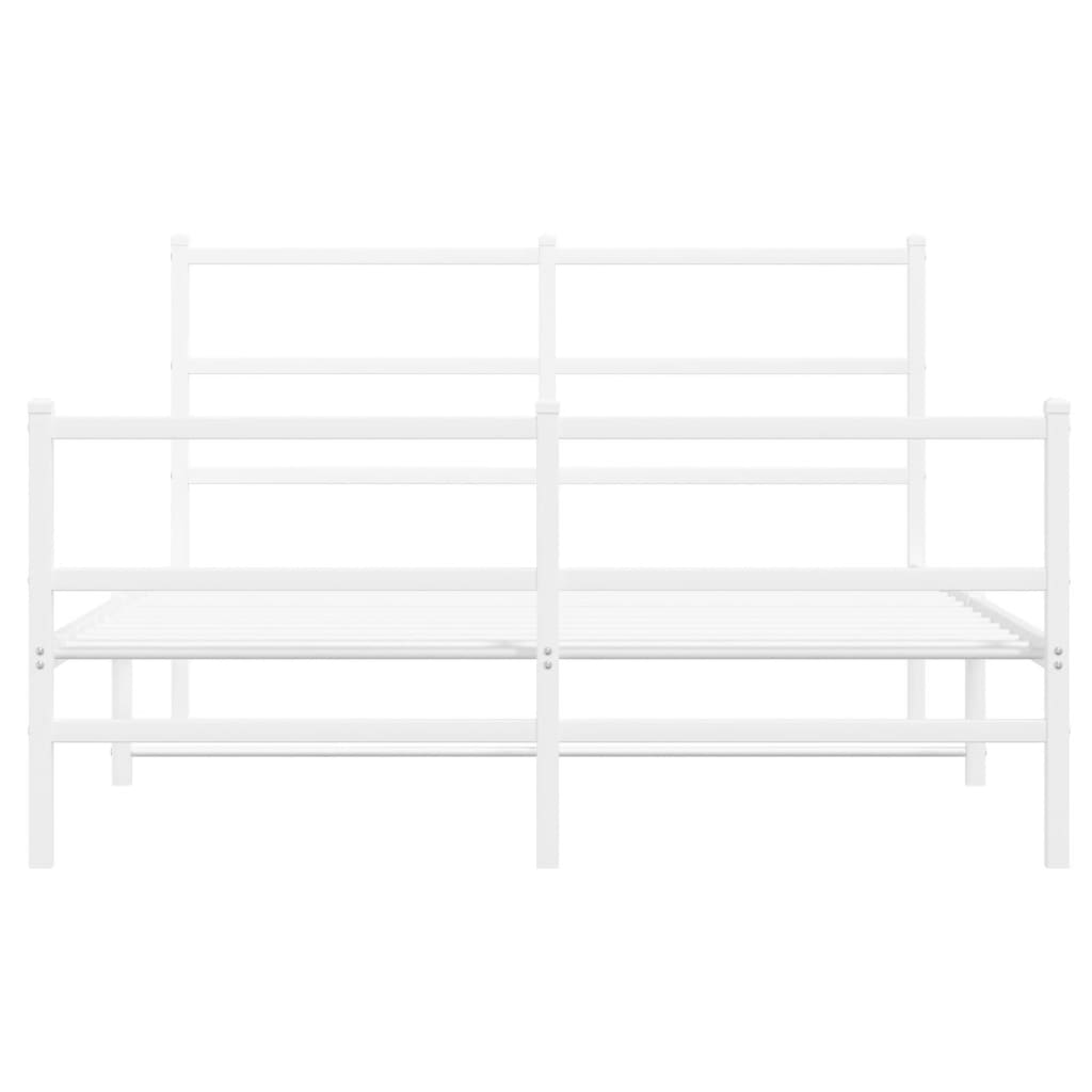 Cadre de lit métal sans matelas et pied de lit blanc 140x200 cm - XIOS