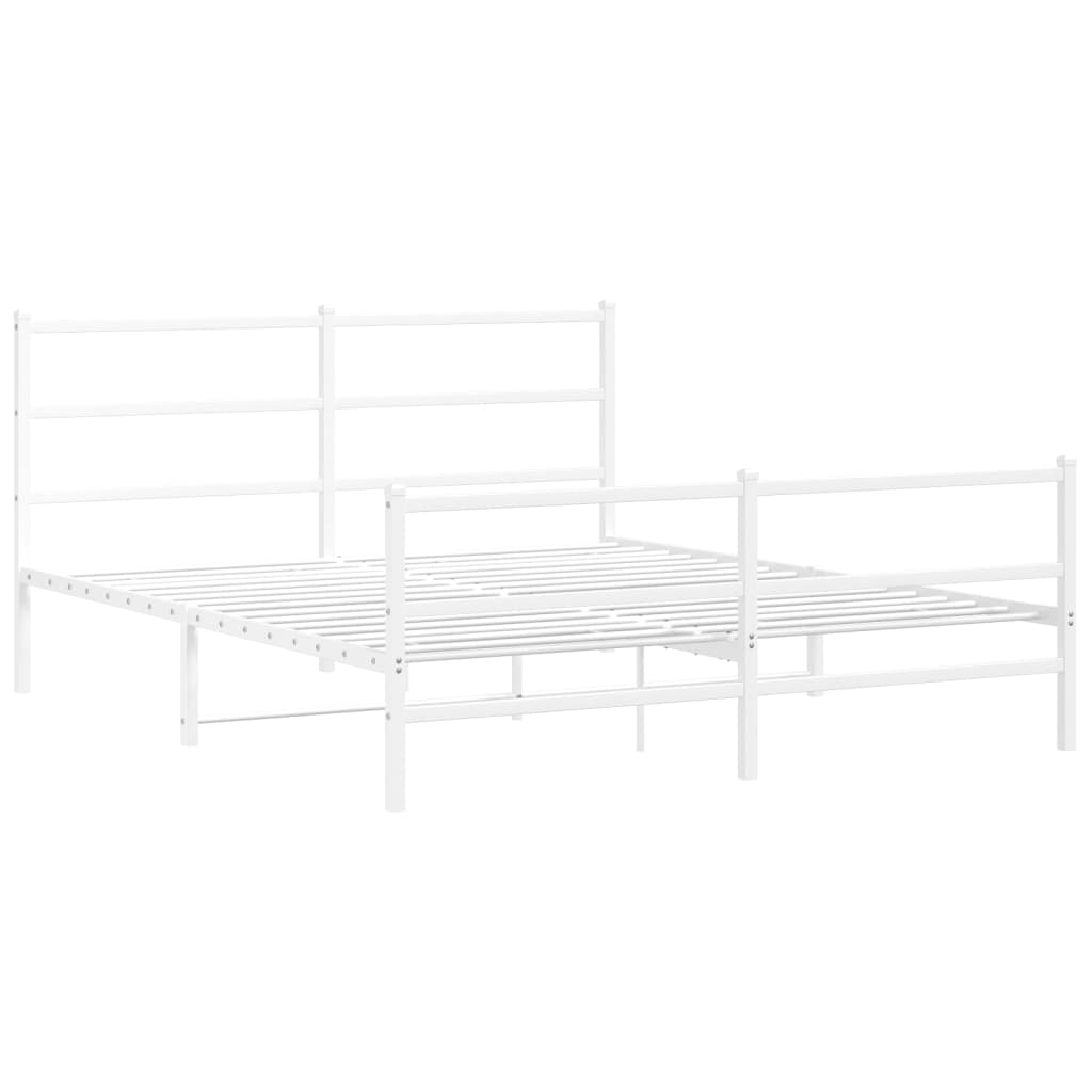 Cadre de lit métal sans matelas et pied de lit blanc 150x200 cm - XIOS