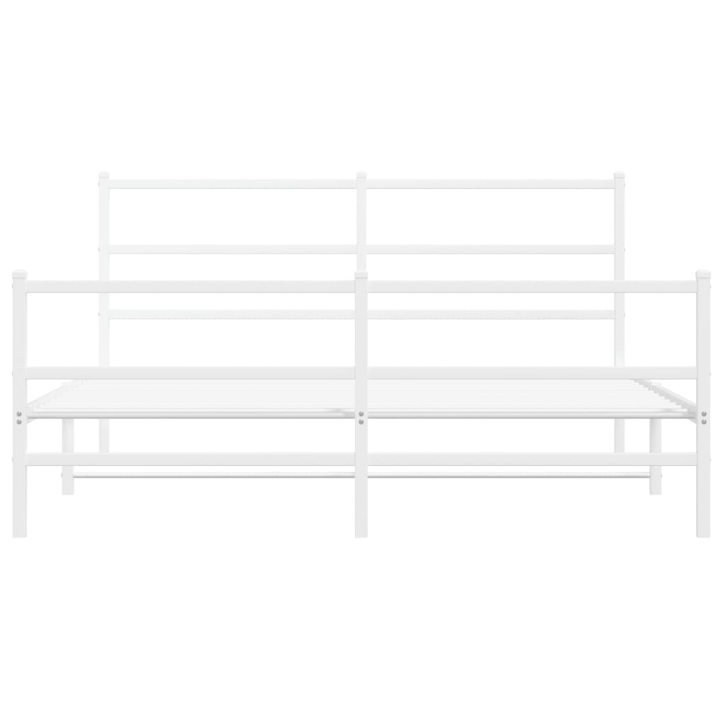 Cadre de lit métal sans matelas et pied de lit blanc 150x200 cm - XIOS