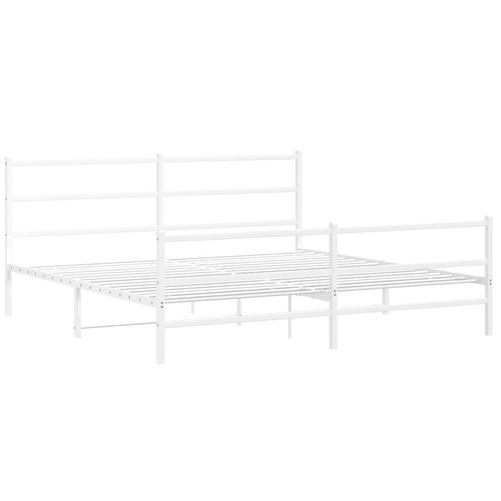 Cadre de lit métal sans matelas et pied de lit blanc 183x213 cm - XIOS