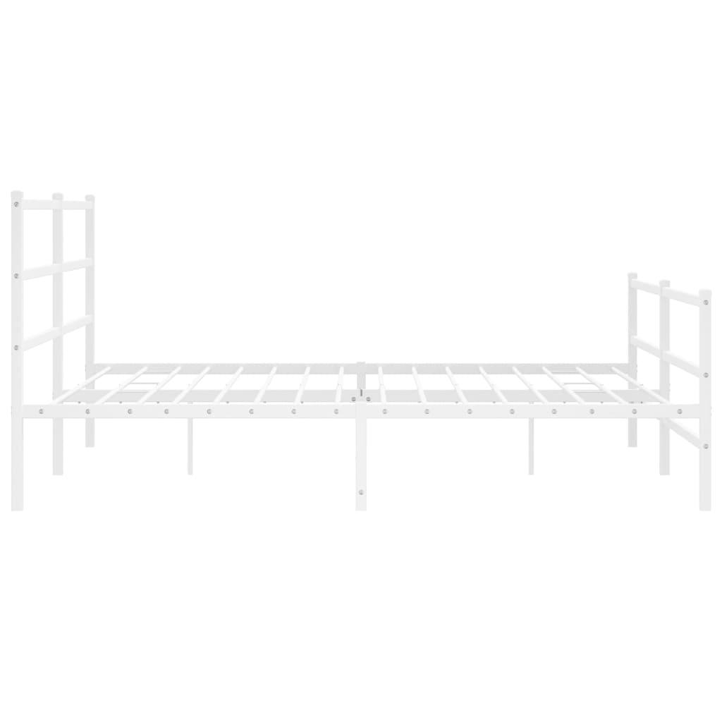 Cadre de lit métal sans matelas et pied de lit blanc 183x213 cm - XIOS
