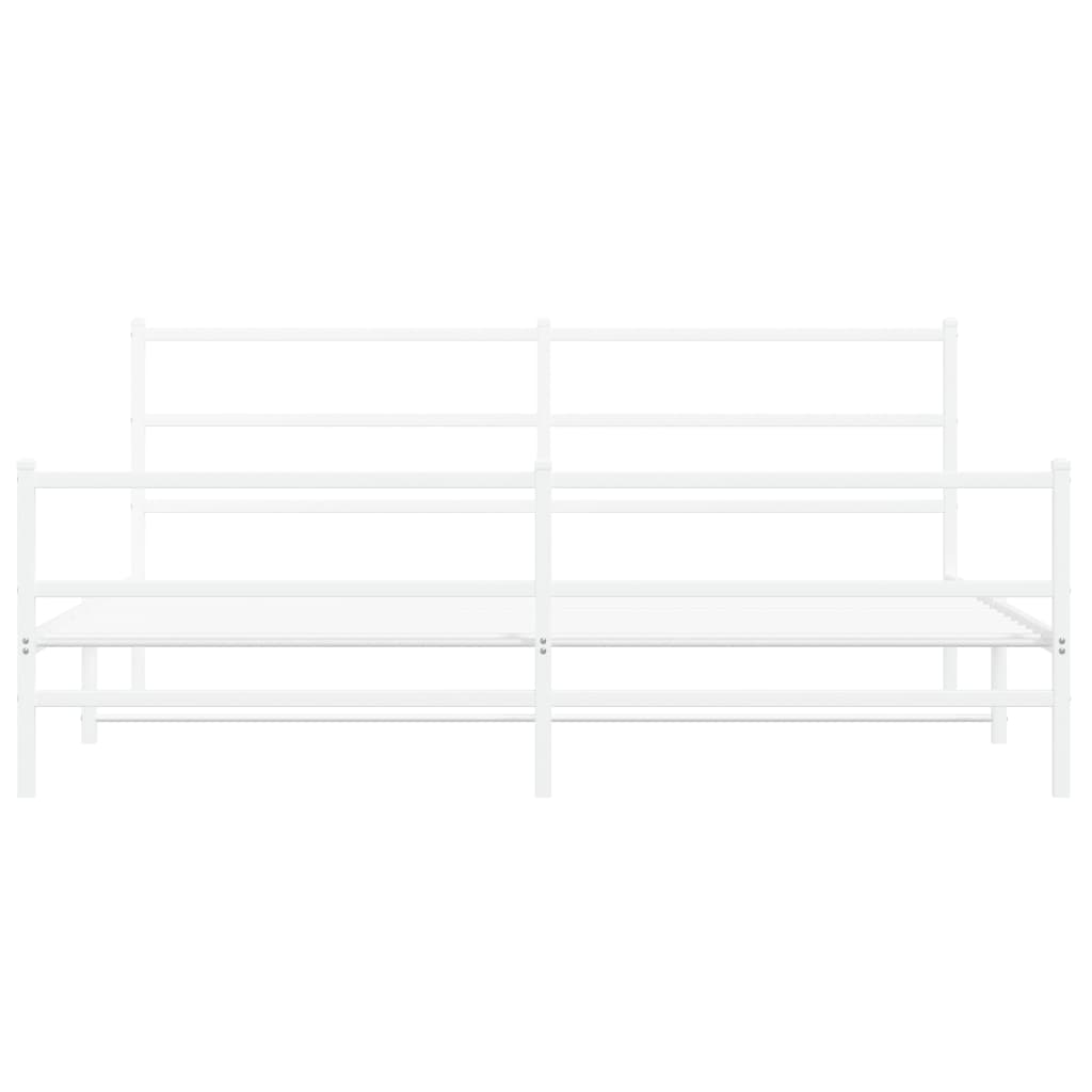 Cadre de lit métal sans matelas et pied de lit blanc 193x203 cm - XIOS