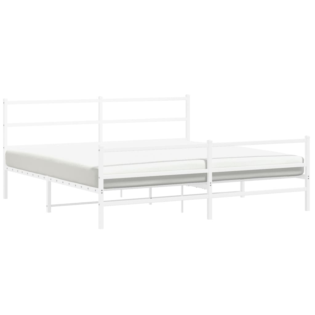 Cadre de lit métal sans matelas et pied de lit blanc 200x200 cm - XIOS