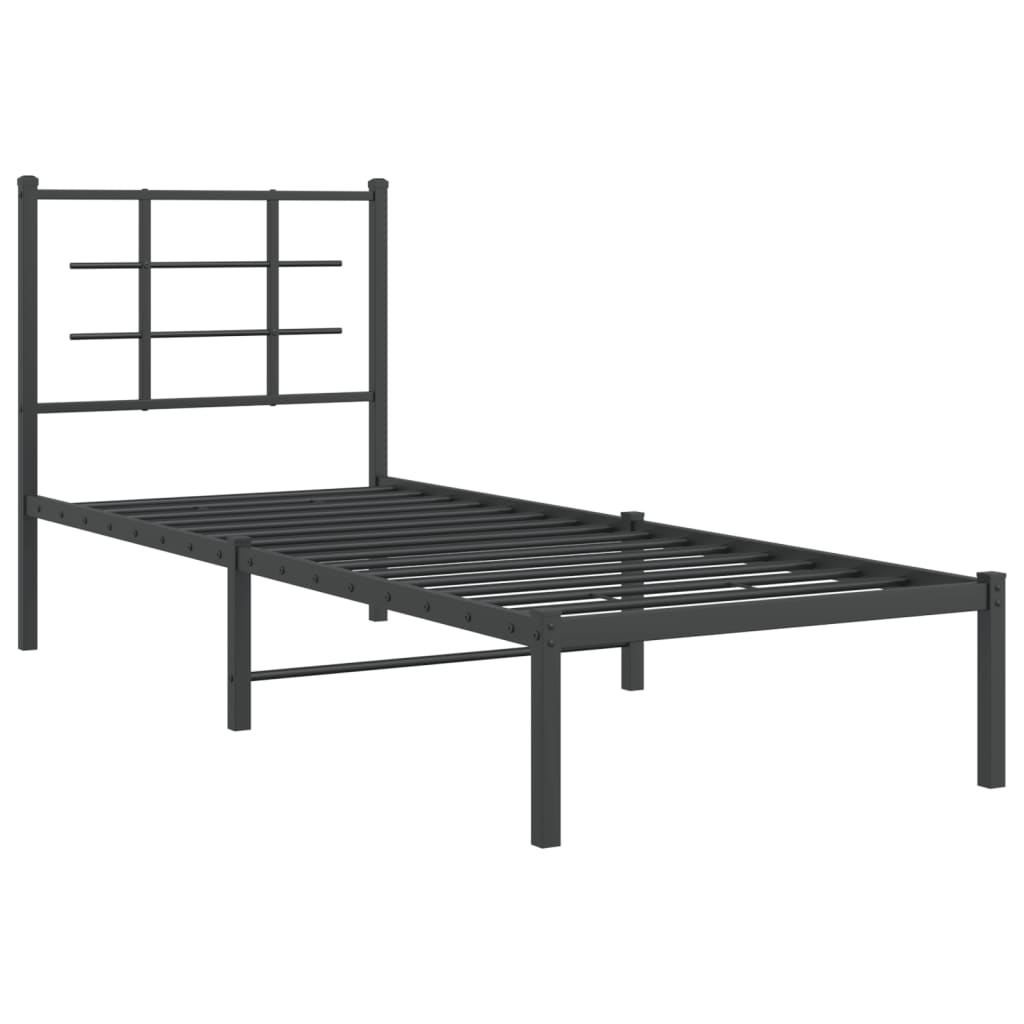 Cadre de lit métal sans matelas avec tête de lit noir 75x190 cm - XIOS