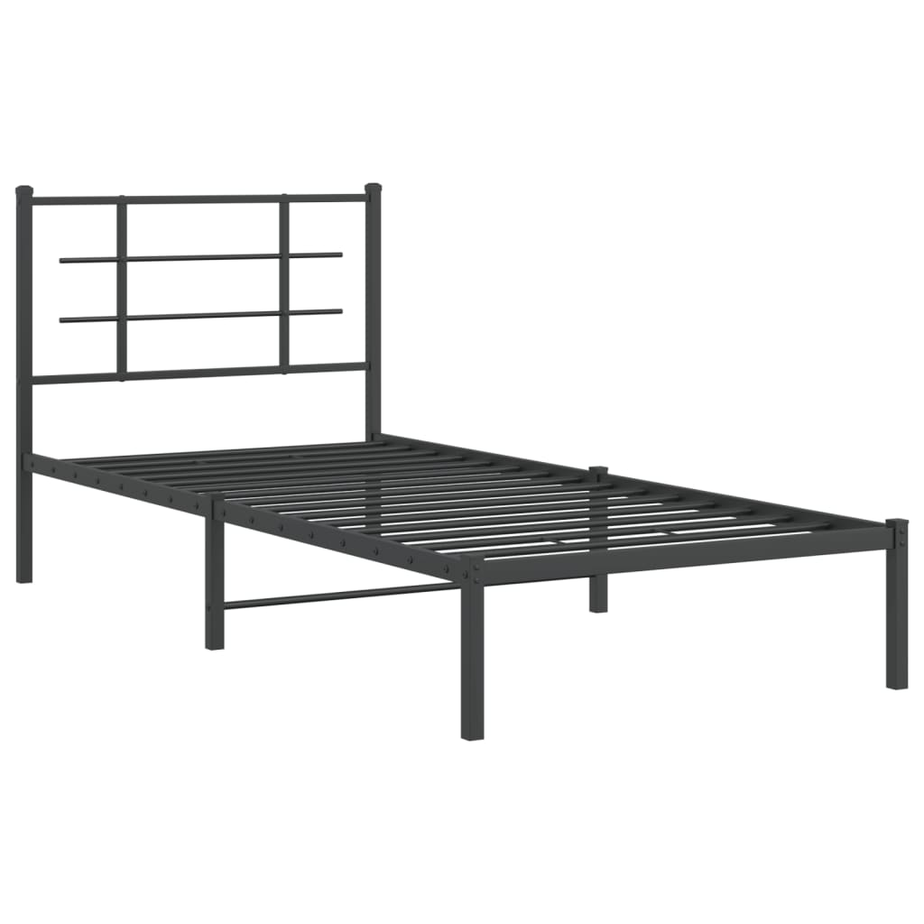 Cadre de lit métal sans matelas avec tête de lit noir 90x190 cm - XIOS
