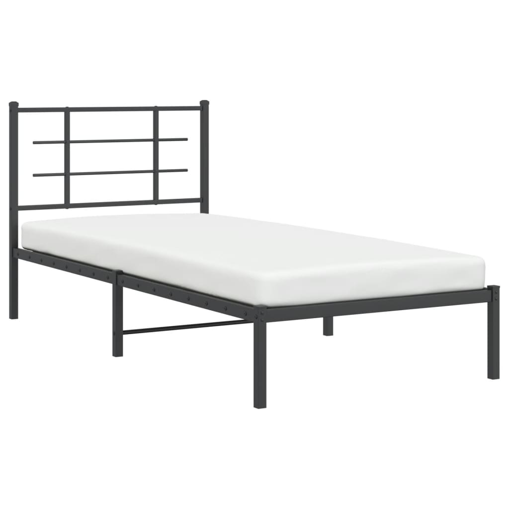 Cadre de lit métal sans matelas avec tête de lit noir 90x190 cm - XIOS