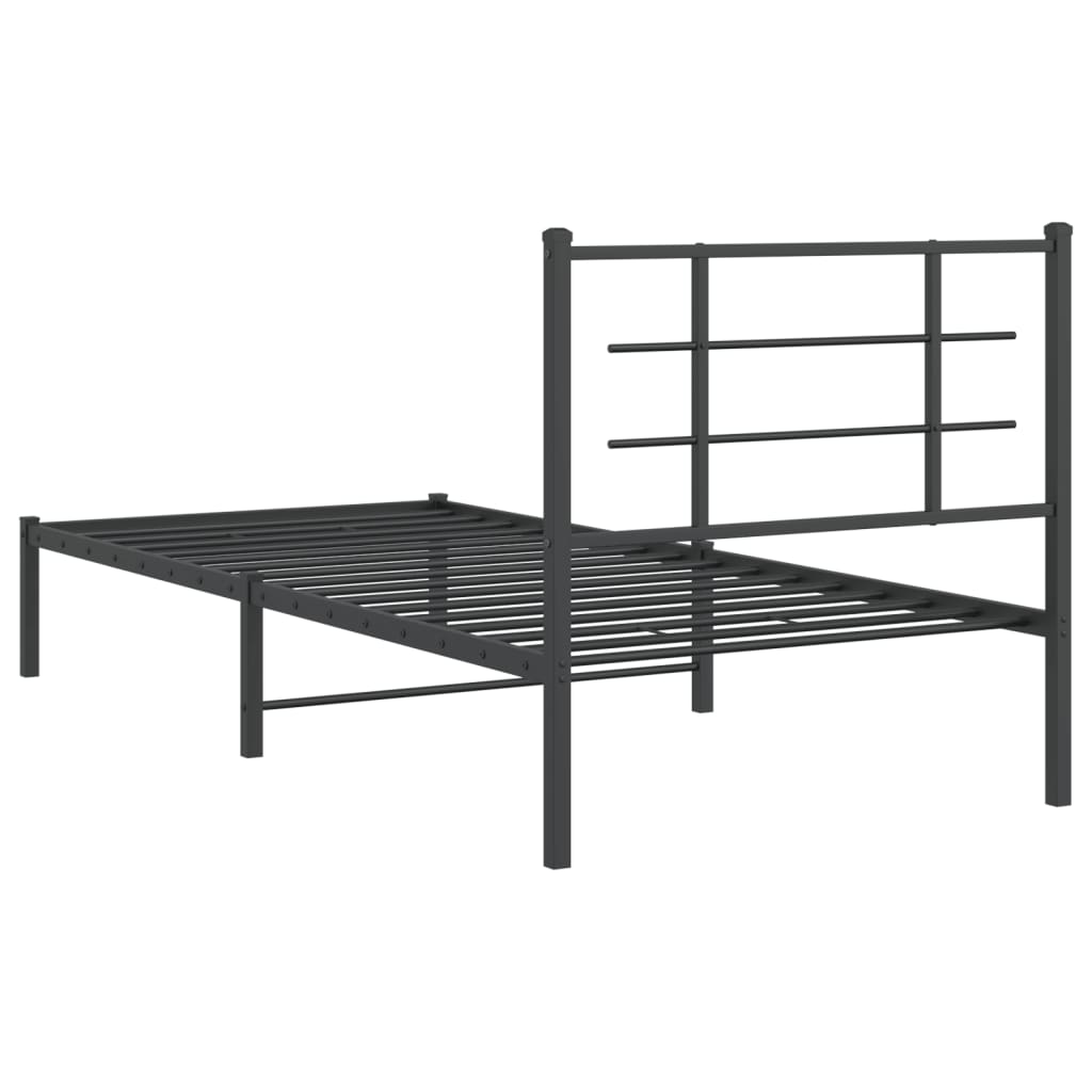 Cadre de lit métal sans matelas avec tête de lit noir 90x190 cm - XIOS