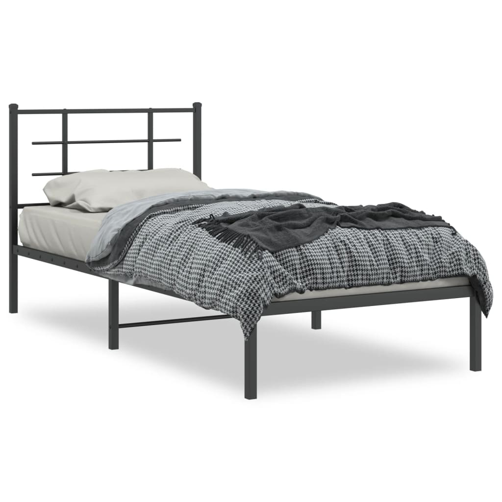 Cadre de lit métal sans matelas avec tête de lit noir 90x200 cm - XIOS