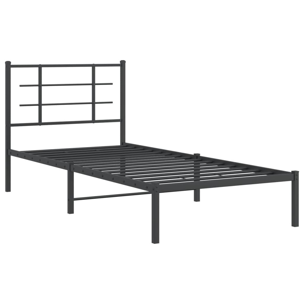Cadre de lit métal sans matelas avec tête de lit noir 90x200 cm - XIOS