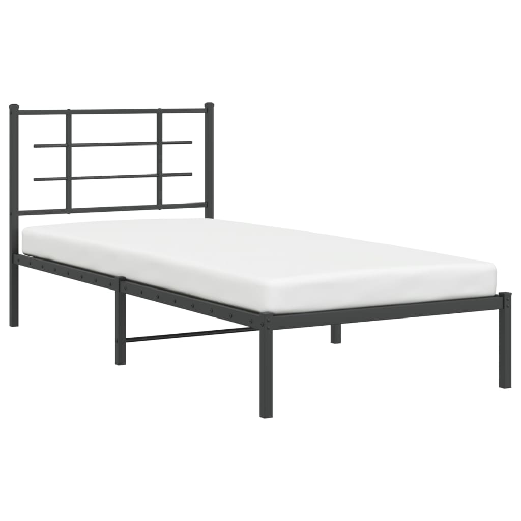 Cadre de lit métal sans matelas avec tête de lit noir 90x200 cm - XIOS