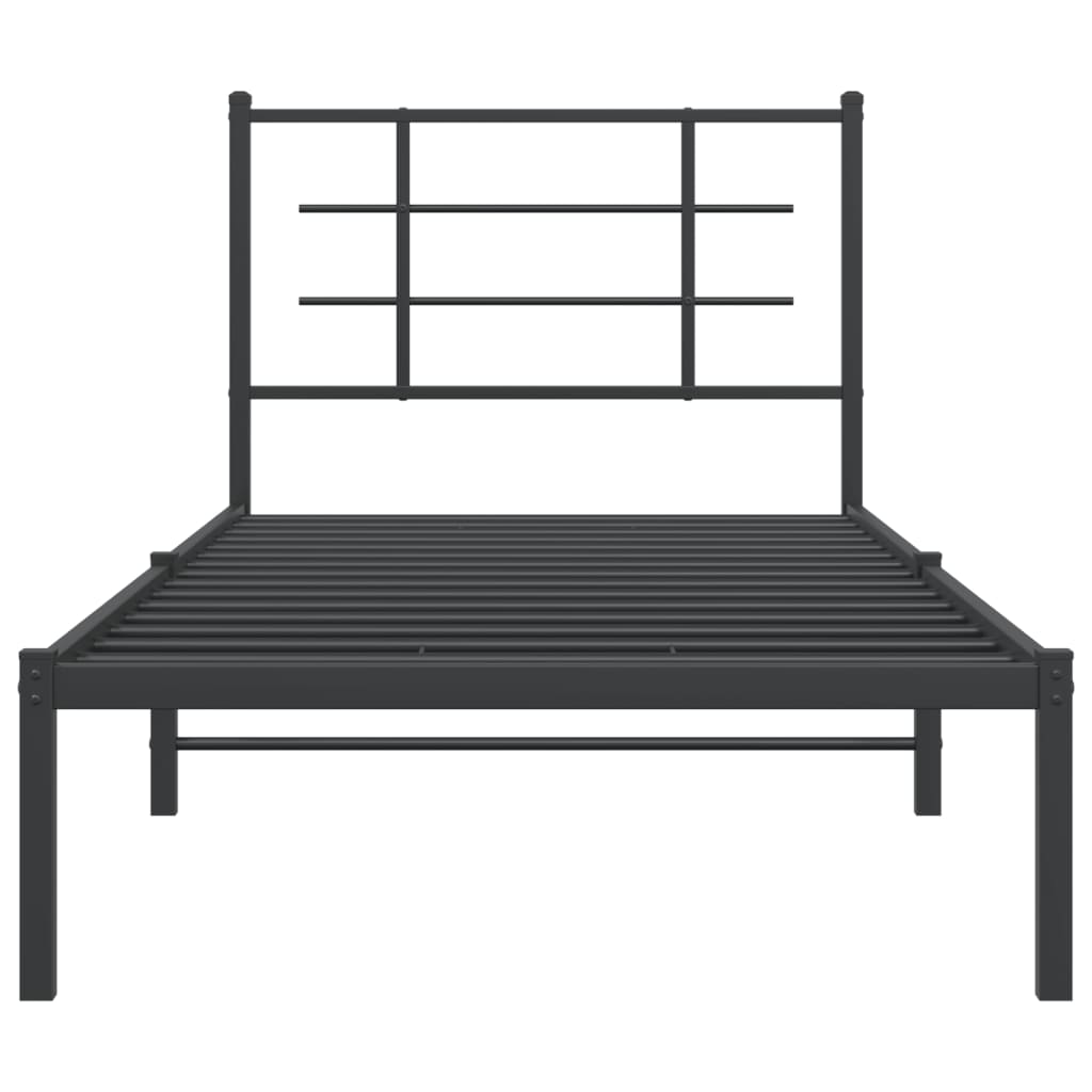 Cadre de lit métal sans matelas avec tête de lit noir 90x200 cm - XIOS