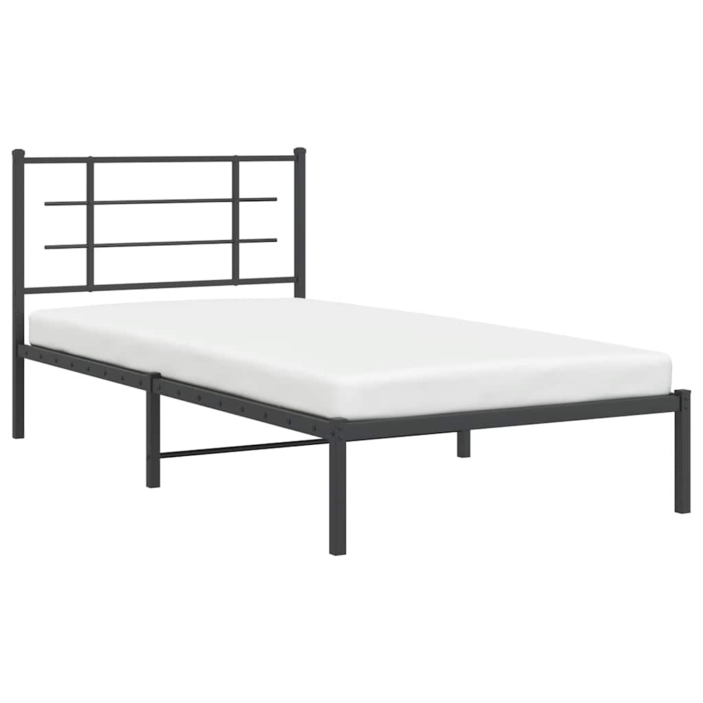 Cadre de lit métal sans matelas avec tête de lit noir 100x200cm - XIOS