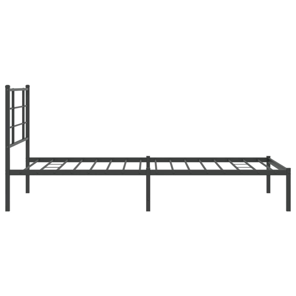 Cadre de lit métal sans matelas avec tête de lit noir 107x203cm - XIOS