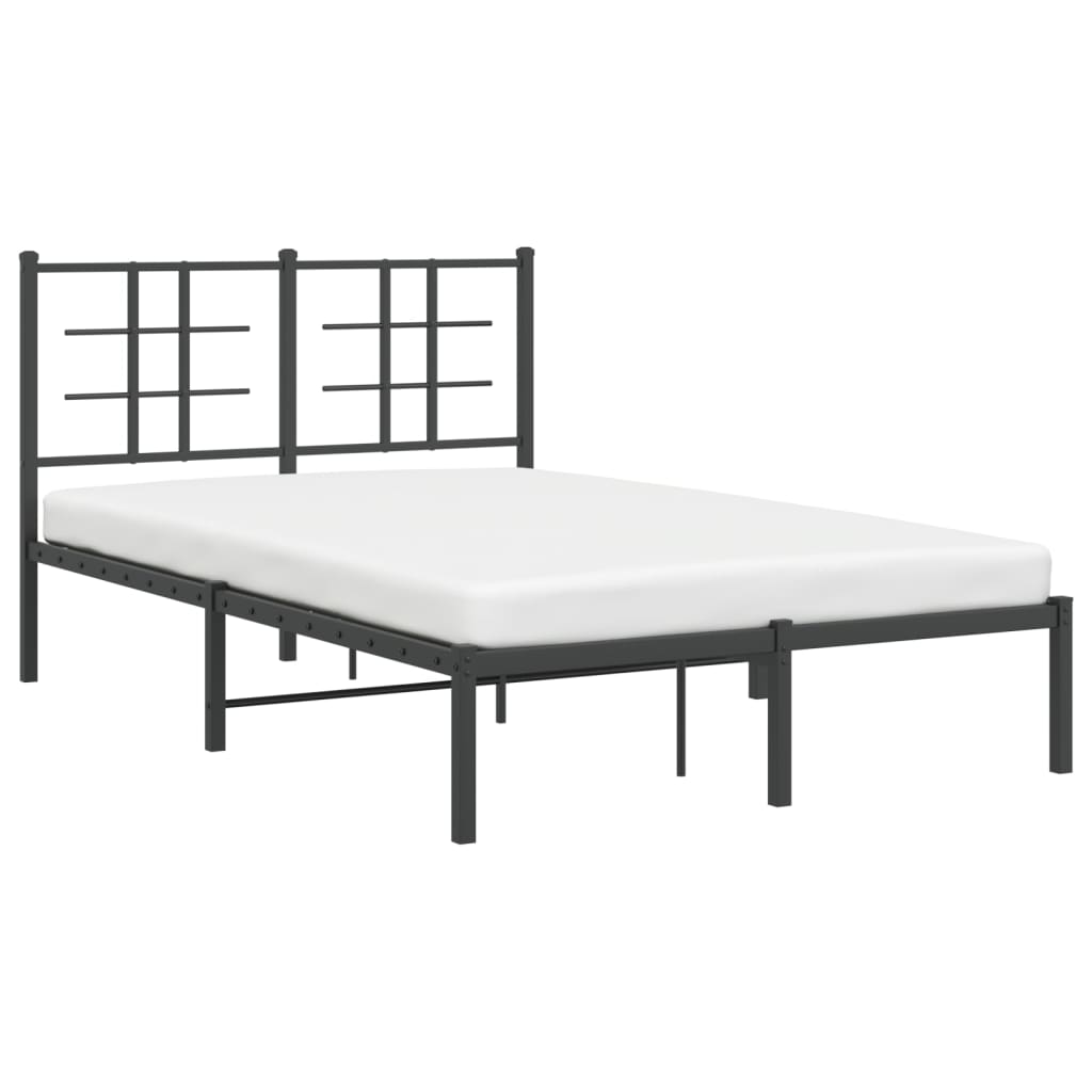 Cadre de lit métal sans matelas avec tête de lit noir 120x190cm - XIOS