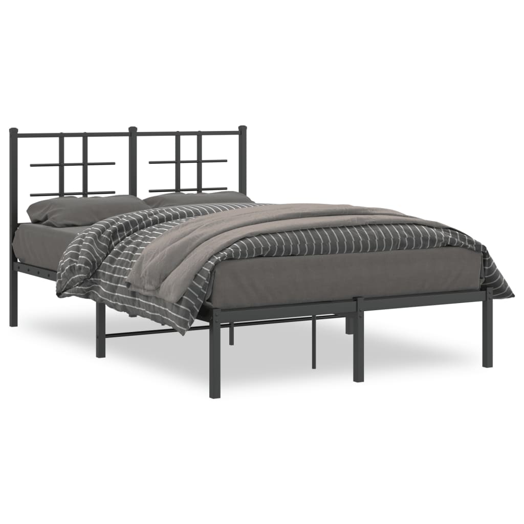 Cadre de lit métal sans matelas avec tête de lit noir 120x200cm - XIOS