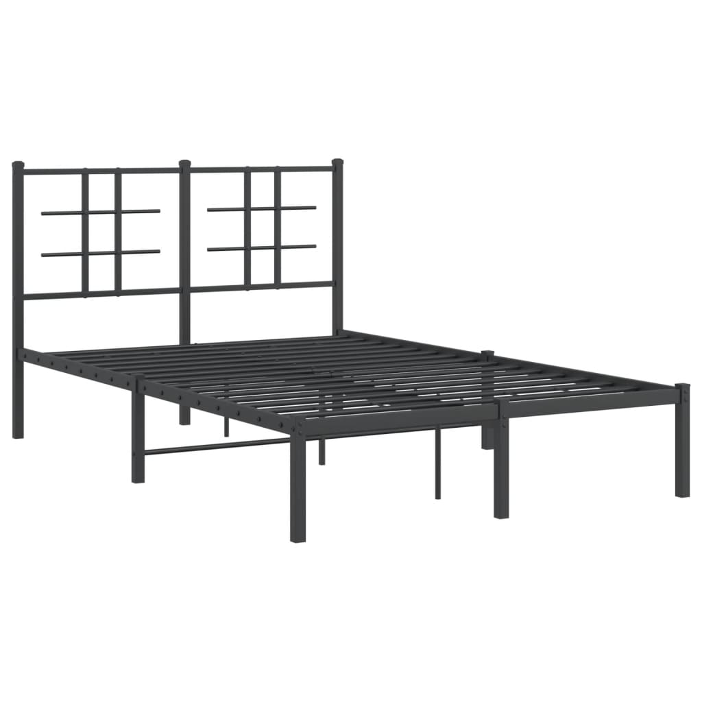 Cadre de lit métal sans matelas avec tête de lit noir 120x200cm - XIOS