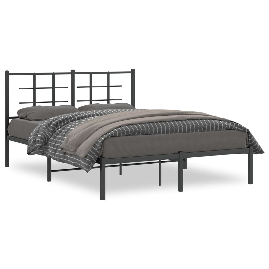 Cadre de lit métal sans matelas avec tête de lit noir 140x200cm - XIOS