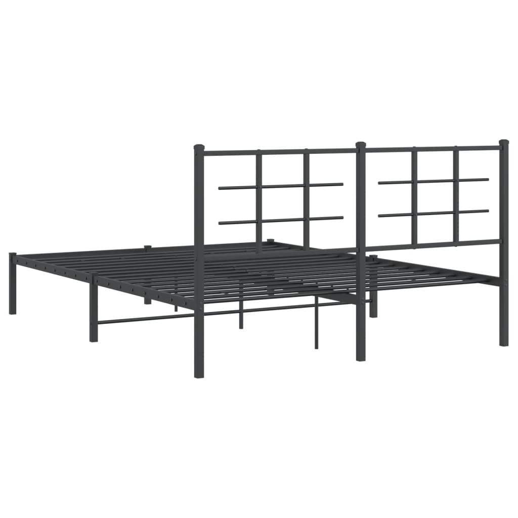 Cadre de lit métal sans matelas et tête de lit noir 160x200 cm - XIOS