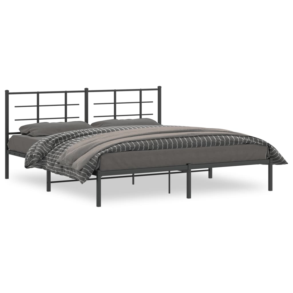 Cadre de lit métal sans matelas avec tête de lit noir 183x213cm - XIOS