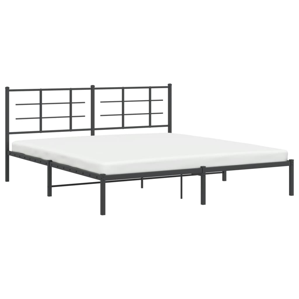 Cadre de lit métal sans matelas avec tête de lit noir 183x213cm - XIOS