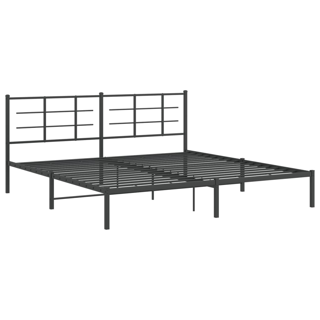 Cadre de lit métal sans matelas avec tête de lit noir 193x203cm - XIOS