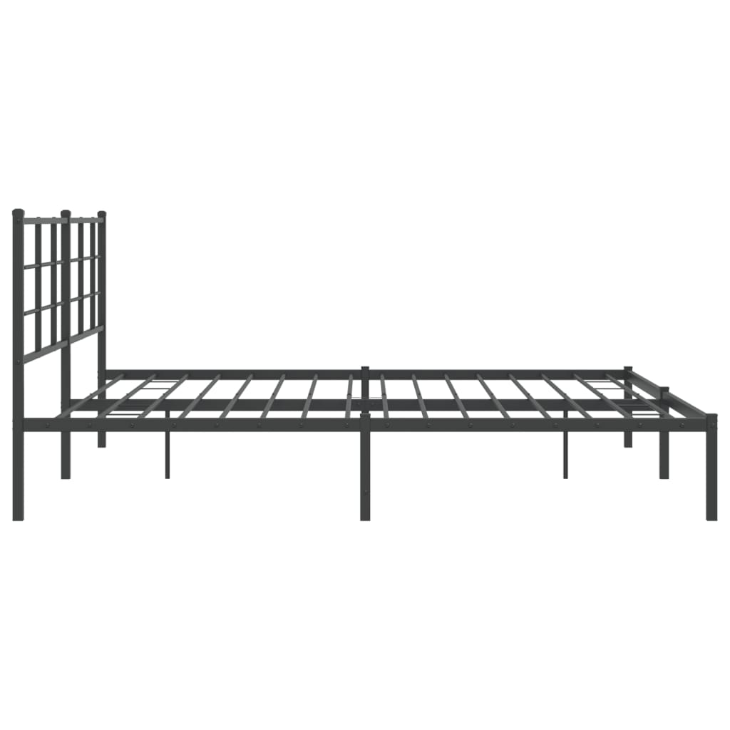 Cadre de lit métal sans matelas avec tête de lit noir 193x203cm - XIOS