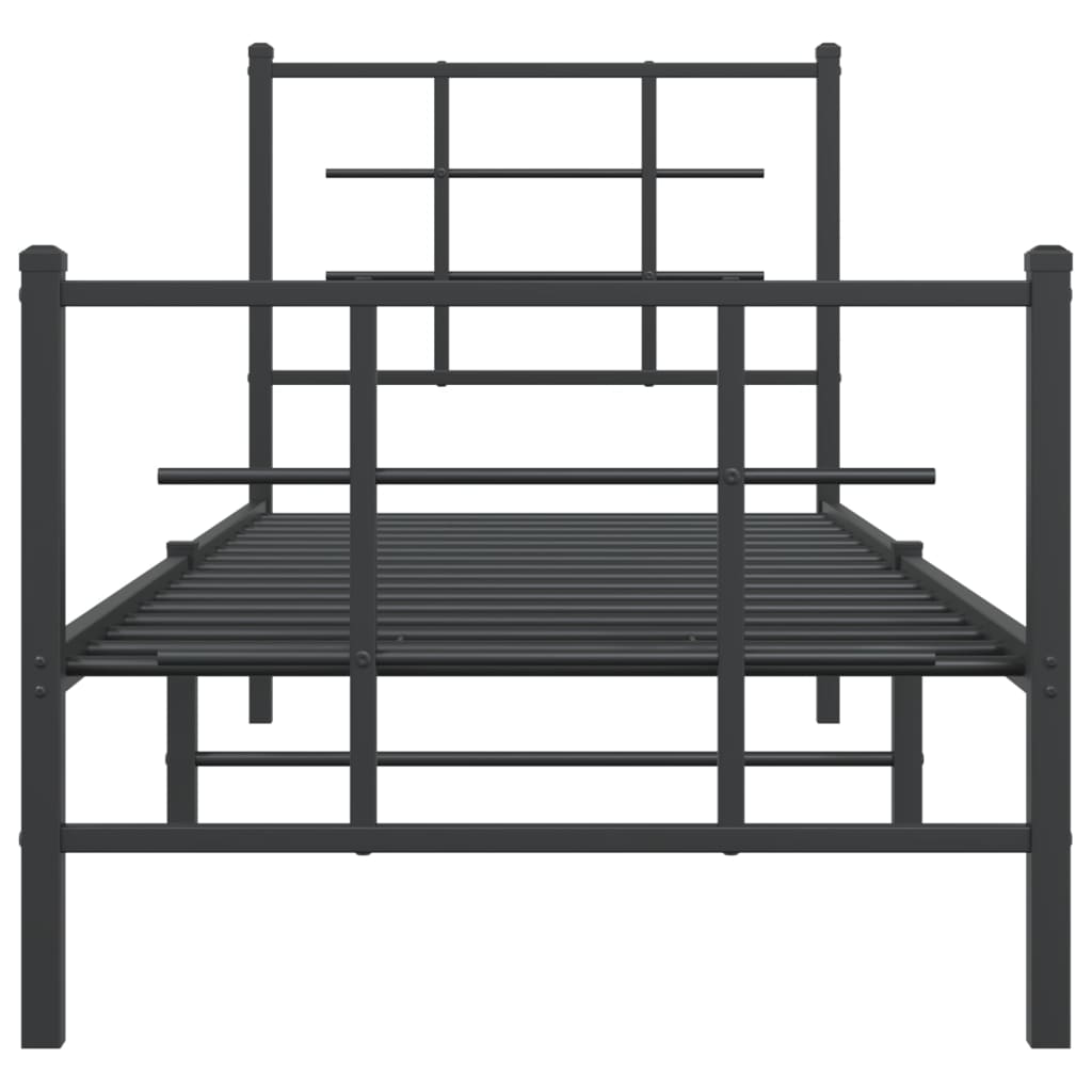 Cadre de lit métal sans matelas avec pied de lit noir 75x190 cm - XIOS