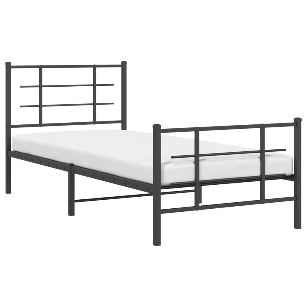 Cadre de lit métal sans matelas avec pied de lit noir 90x200 cm - XIOS