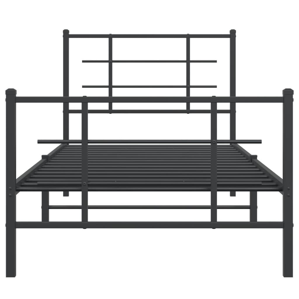 Cadre de lit métal sans matelas avec pied de lit noir 90x200 cm - XIOS