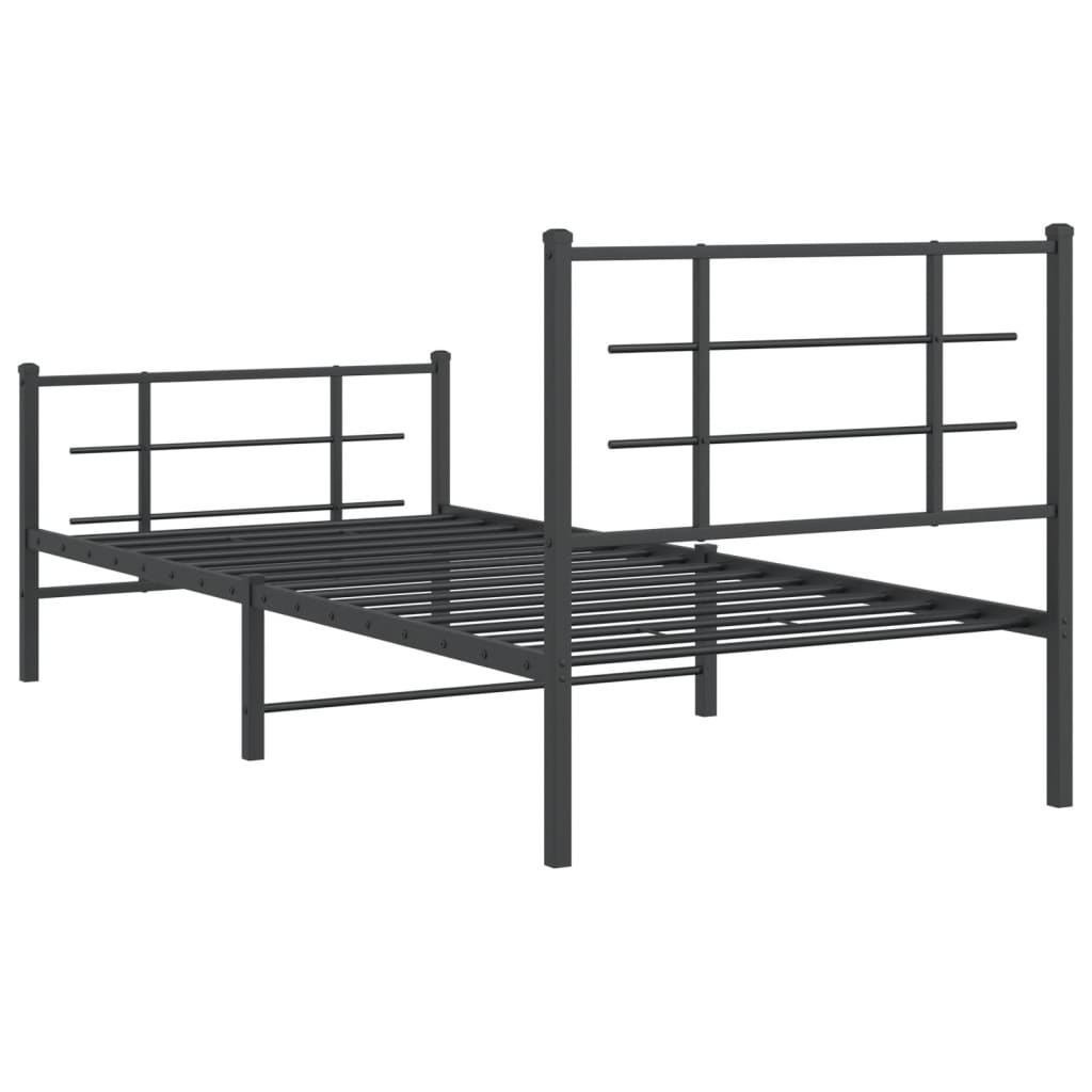 Cadre de lit métal sans matelas avec pied de lit noir 90x200 cm - XIOS