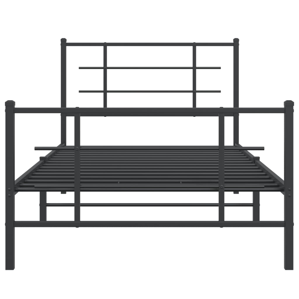 Cadre de lit métal sans matelas avec pied de lit noir 100x190cm - XIOS