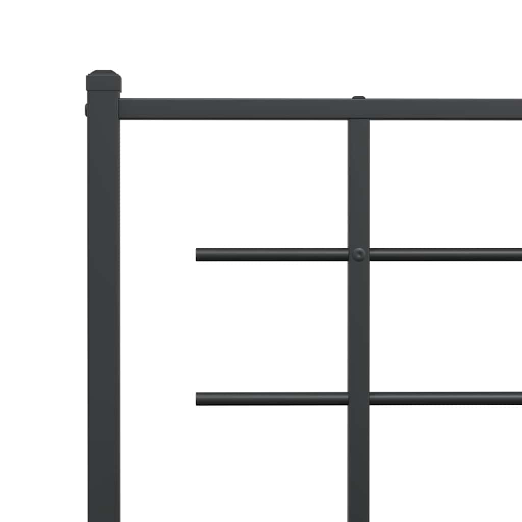 Cadre de lit métal sans matelas et pied de lit noir 100x200 cm