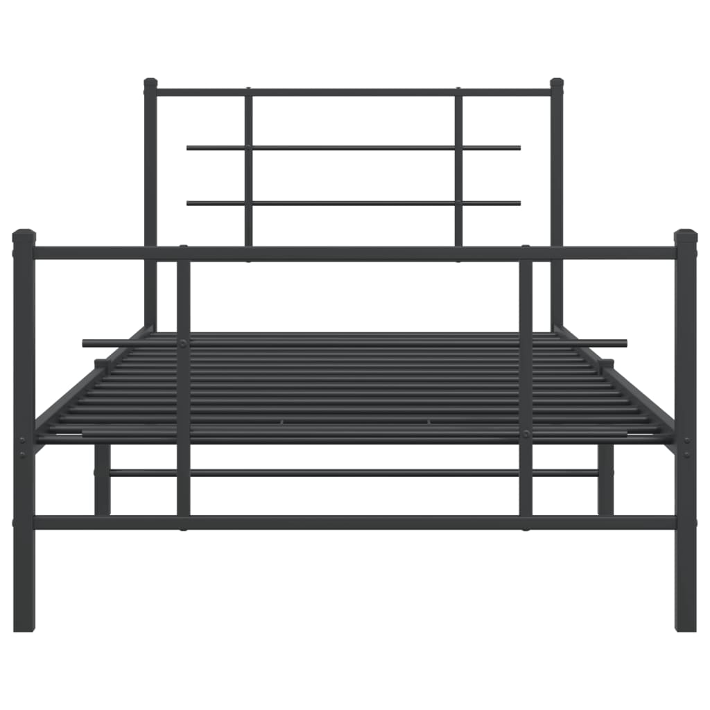 Cadre de lit métal sans matelas avec pied de lit noir 107x203cm - XIOS