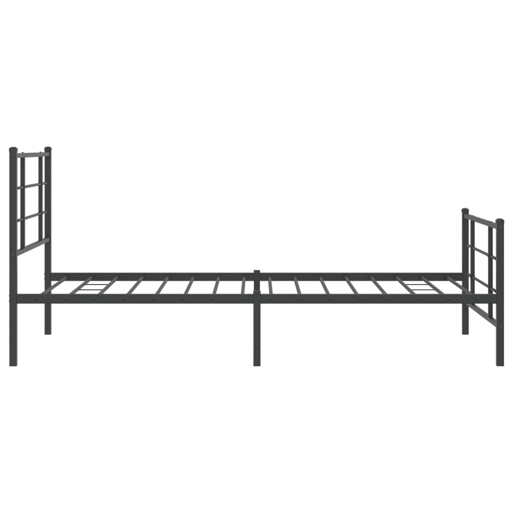 Cadre de lit métal sans matelas avec pied de lit noir 107x203cm - XIOS
