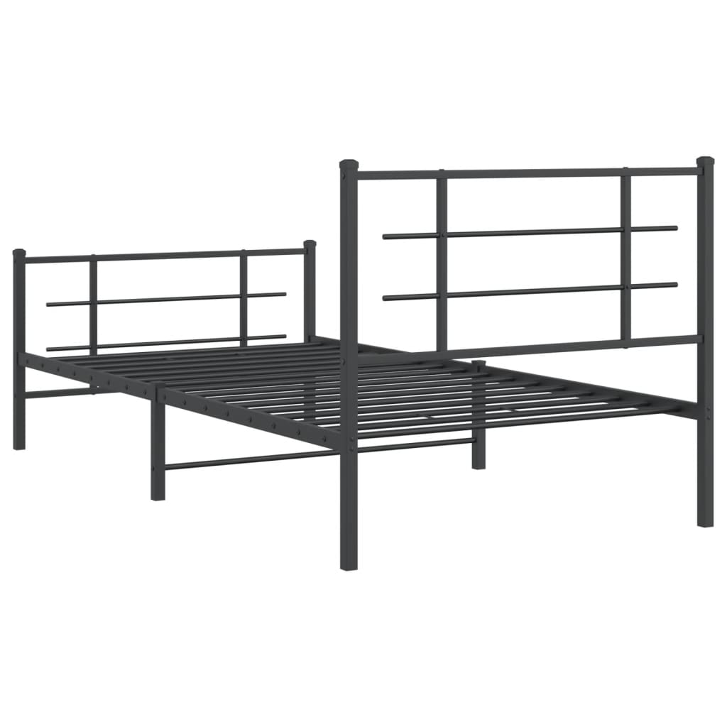 Cadre de lit métal sans matelas avec pied de lit noir 107x203cm - XIOS